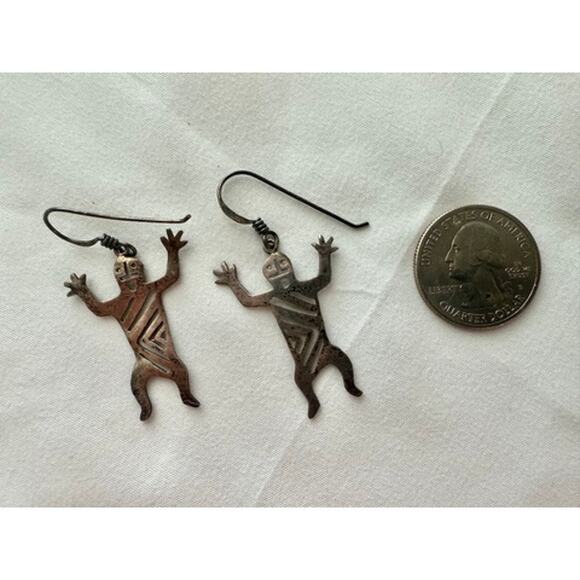 Vintage PRECIV Sterling Silver Modernist Dancing Man Earrings - Picture 4 of 7